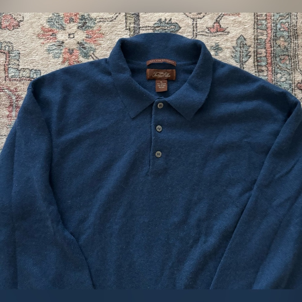 Tasso Elba cashmere sweater men’s XL like new medium blue - Picture 3 of 4